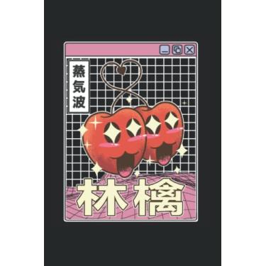 Imagem de Happy Apples Digital Japan Style 80s Otaku Anime Vaporwave: Funny Japan Vaporwave Notebook/Journal | 120 Pages | Graph Paper | 6x9 Inches | Matte