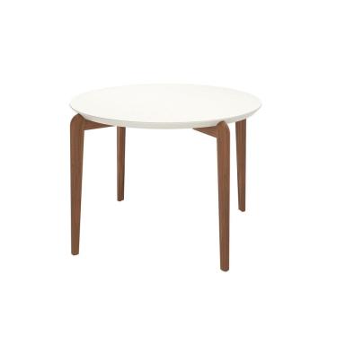 Imagem de Mesa de Jantar Redonda 115cm com Vidro Donatella Off White Fosco/Natural