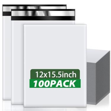 Imagem de Oududianzi Envelopes de poliéster 12 x 15,5, 100 peças de sacos de envio adesivos fortes, sacos de poliéster à prova d'água para envio, sacos de correio autovedantes, sacos de embalagem de poliéster