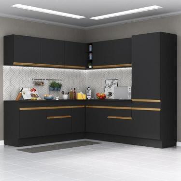 Imagem de Cozinha Completa De Canto Mp2101 Com Armário E Balcão Preta - MULTIMOV