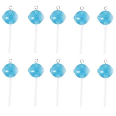 Imagem de 20 peças/lote, pingentes de resina de pirulito de doce de açúcar, faça você mesmo, brincos e pingentes para fazer joias (azul)