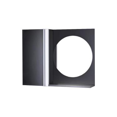 Imagem de Armário Banheiro com Espelho Redondo Preto Barra Vertical