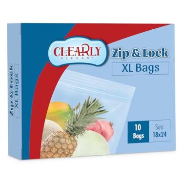 Imagem de Clearly Elegant Sacos de plástico transparente com zíper, pacote de 45,7 cm x 61 cm com zíper, sacos grandes com zíper ideais para alimentos, armazenamento de roupas, cobertores e itens domésticos