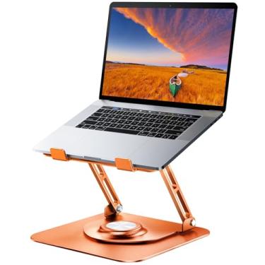 Imagem de JOYEKY Suporte de laptop para mesa, suporte ajustável para computador com base giratória de 360°, elevação ergonômica para trabalho colaborativo, suporte dobrável e portátil, adequado para todos os