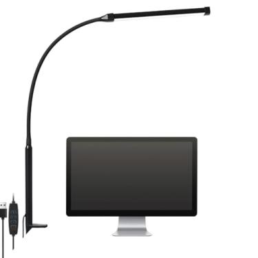 Imagem de Luminária de Mesa LED com Clipe, 3 Cores, Luz Regulável para Escritório, Estudo e Leitura