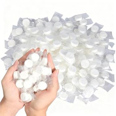 Imagem de WAONIQ 100 peças de mini lençóis de toalha comprimidos descartáveis portáteis - lenços de rosto em forma de moeda, adequados para viagens, acampamento, caminhadas, esportes ao ar livre, salões de