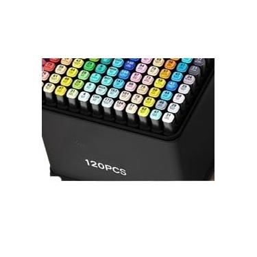 Imagem de 120/168/204 Cores Caneta Marcadora De Cabeça Dupla Oleosa Montagem Artística Para Estudantes (120 cores)