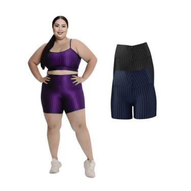 Imagem de Kit 2 Short Legging 3D Academia Fitness Feminino Plus Size - Sunset Co