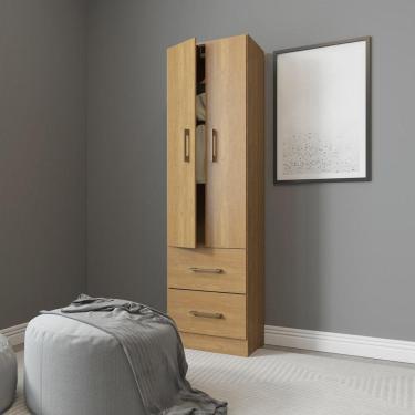 Imagem de Armário Guarda Roupa Pequeno 47x172cm Mdp 8012 Menu Móveis Carvalho