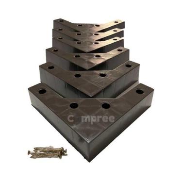 Imagem de Kit 4 Pé Cantoneira Plástico de Sofá Móveis 17cmx17cm Com Parafusos - 