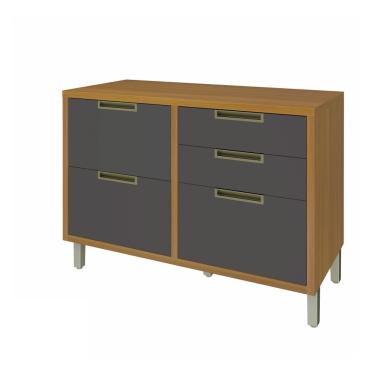 Imagem de Balcão 1 Porta 4 Gavetas 120cm MDF Imperatriz Nesher - Freijó/Grafite