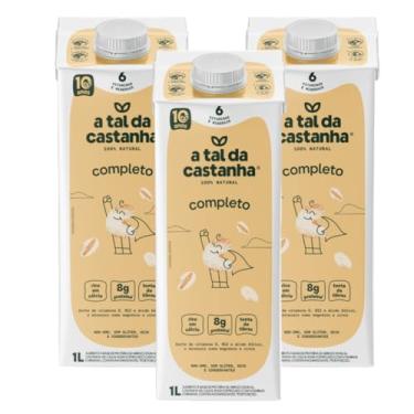 Imagem de A Tal da Castanha Bebida Vegetal Completo, 100% Natural, Rica em Proteínas e Minerais, Sem Glúten, Sem Lactose, 1L, Pack com 3 Unidades