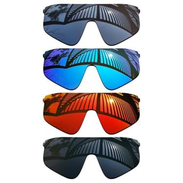 Imagem de MYCOURAG 4 pares de lentes de reposição para óculos de sol Oakley Stunt Devil OO9517 - preto sólido + titânio + azul gelo + vermelho fogo