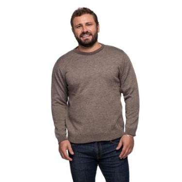 Imagem de Suéter Masculino Tricô Lã Mescla Gola Redonda Barcelona 72063-Masculino
