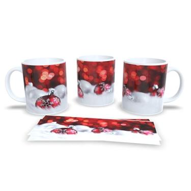 Imagem de Caneca de Cerâmica com Estampa Natalina, Decoração Dourada com Bolas e Estrelas, 300ml (16)