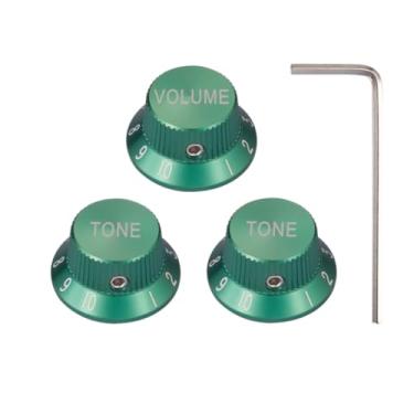 Imagem de Dopro Parafuso de fixação 1/10.2 cm Universal Metal Guitar Bass Potenciômetro Alumínio Volume/Tom Top Hat Bell Knobs para Strat/Ibanez/Yamaha/Les Paul/AMPS/Preamps 1V2T Verde