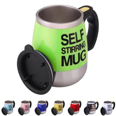 Imagem de Caneca automisturável de aço inoxidável para café, chocolate quente, chá, copo de leite para viagens, cozinha, escritório, casa, 450 ml, melhor presente para seus entes queridos (verde)