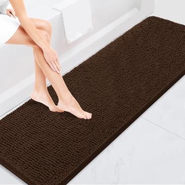 Imagem de BOANKODU Tapetes de banheiro 149 x 61 cm, tapetes de banho de chenille absorventes extramacios, forro de PVC, secagem rápida, tapetes de banho laváveis na máquina para piso do banheiro, banheira e