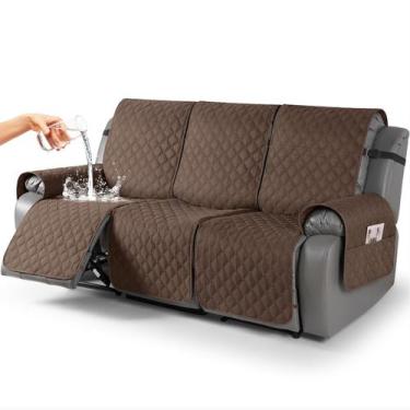 Imagem de Capa de sofá reclinável TAOCOCO impermeável marrom 195cm de 3 lugares