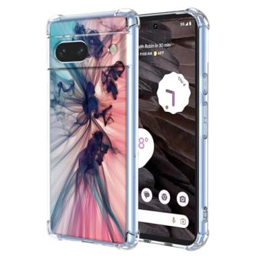 Imagem de WEIOUHR Capa para Pixel 7A Google 7A Transparente TPU Macio Design Padrão Abstrato, Resistente a Choques Capa Protetora Leve e Resistente a Riscos, para Google Pixel 7A (Azul Escuro Rosa)