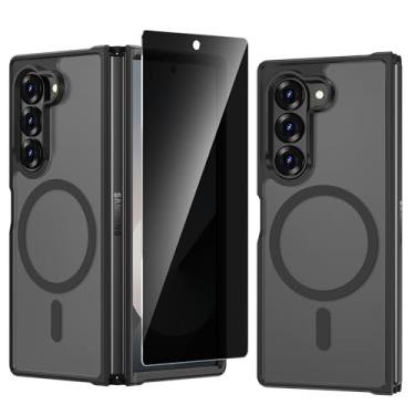 Imagem de VEGO Capa magnética para Galaxy Z Fold 6 [compatível com MagSafe] [com protetor de tela de privacidade] Capa rígida fosca translúcida à prova de choque com proteção contra quedas para Samsung Fold 6