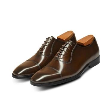 Imagem de Sapato social masculino Oxford formal couro sapatos de negócios para homens, Marrom escuro, 38