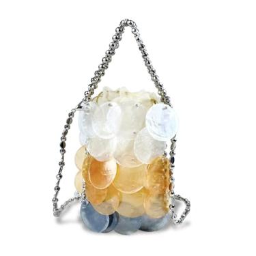 Imagem de BCVWQXA Bolsa feminina moderna de tecido de concha chique bolsa de praia com contas bolsa de corrente para viagem de verão festa na praia, Colorido., Mini