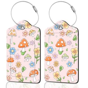 Imagem de Pacote com 2 etiquetas de bagagem para malas, linda etiqueta exclusiva de couro sintético com capa de privacidade, cartão de identificação e anel de metal, adequado para mulheres, homens, crianças