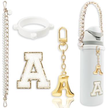 Imagem de BydGxy Conjunto de alças com pingente de letras fofas para garrafa de água Owala 680 g, 947 ml, 1,134 g, Owala Kids, copo de café Owala, Owala FreeSip – Compatível com acessórios Owala e Stanley Cup