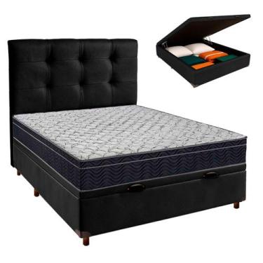Imagem de Box Bau Preto+Colchão Casal Airtech 150 Ortobom+Cabeceira