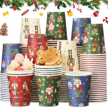 Imagem de Dandat 200 peças de copos de papel de Natal, quebra-nozes para café e chocolate quente, copo de 255 g para bebidas quentes/frias, casa, escritório e artigos de festa