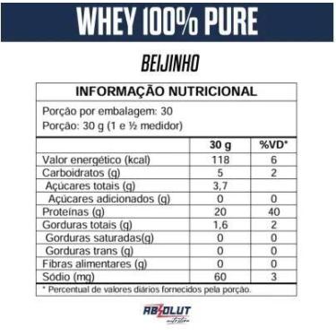 Imagem de Whey 100% pure 900g refil absolut nutrition, LEITINHO