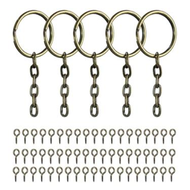 Imagem de Argola Com Corrente 23mm Resistente Artesanato Com Pitão Criação De Chaveiro (100, Ouro Velho, 23mm)