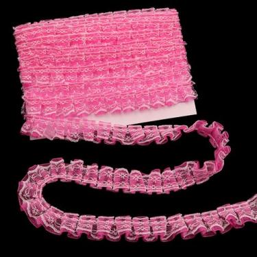 Imagem de Acabamento plissado vermelho rosa, fita plissada de 2 camadas de 2,5 x 1,5 m, fita decorativa para embrulho de presente, decorações de casamento, suprimentos de festa, laços de cabelo, artesanato de