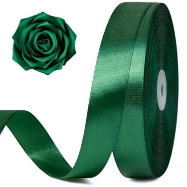 Imagem de Jutieuo Fita de cetim verde escuro de 2,5 cm, 100 metros, rolo de fita de tecido sólido para buquê de flores, embrulho de presente, fabricação de rosas, artesanato artesanal