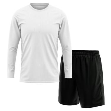 Imagem de Kit Calção Short Futebol Basquete Preto + Manga Longa Masculina Segunda Pele Dry-Masculino