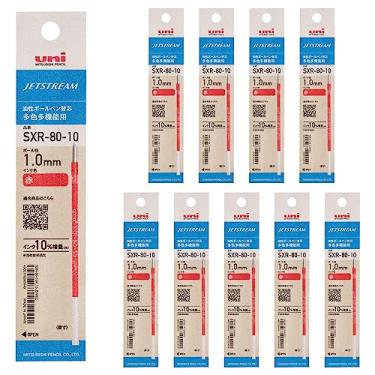 Imagem de Refil de caneta esferográfica Mitsubishi Pencil SXR8010K.15 10P, Jet Stream Multifuncional, 0,04 polegadas (1,0 mm), vermelho, 10 peças