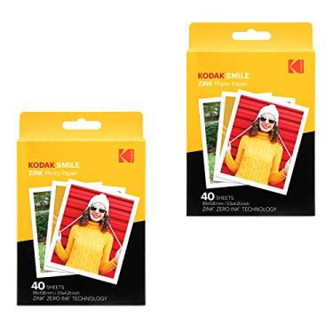 Imagem de Kodak Papel fotográfico premium Zink com impressão instantânea (80 folhas) compatível com câmera instantânea Kodak Smile Classic
