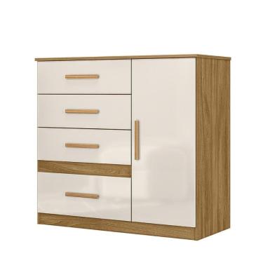 Imagem de Comoda Venus Quarto Com 4 Gavetas E 1 Porta Freijo-off White