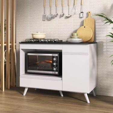Imagem de Balcão Para Cooktop E Forno 105cm 1 Porta 1 Gaveta Veneza Multimóveis Mp2258 - Branco