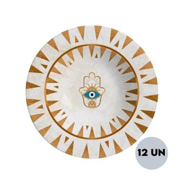 Imagem de Jogo 12 Pratos Fundo Olho Grego Plus Cerâmica Alleanza 1ªl