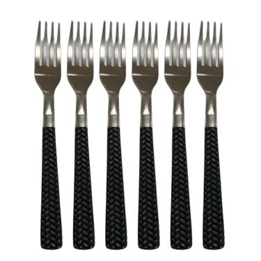 Imagem de Conjunto 6 Garfos Mesa Inox Cabo Preto Qualidade E Resistencia