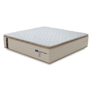Imagem de Colchão Casal Probel Molas Ensacadas Pillow Top 138x188x30cm Guarda Costas Genova Branco/bege