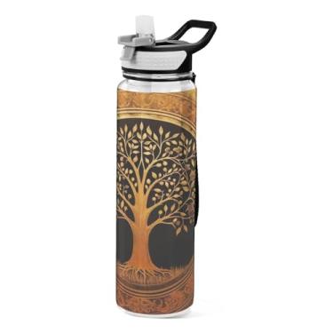 Imagem de ATTX Garrafa de água Gold Tree, 946 ml, à prova de vazamento e livre de BPA, garrafas de água reutilizáveis de plástico Tritan para viagem, academia, corrida #26