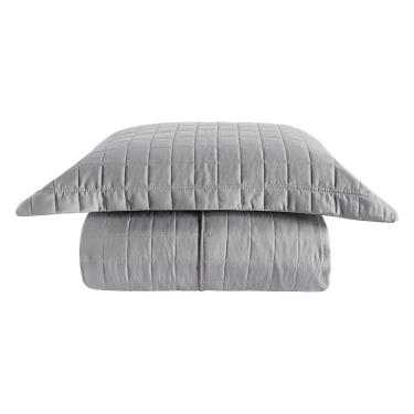 Imagem de Cobre Leito Matelassê Percal 300 fios Basic Solteiro 02 Peças 100% Poliéster - Cinza