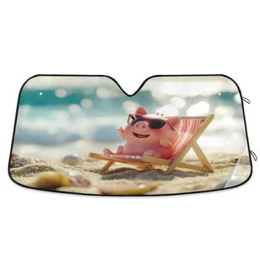 Imagem de SEHANY Para-brisa de carro de verão, mar, praia, para-sol para mulheres, pára-brisa frontal dobrável para carro, caminhão, SUV - Protetor de viseira de sol automotivo bloqueia os raios UV mantém seu