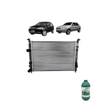 Imagem de Kit Radiador Palio Fire 1.0 1.3 8/16V Strada 1.4 C/S Ar + Aditivo Lubrax Verde 1L