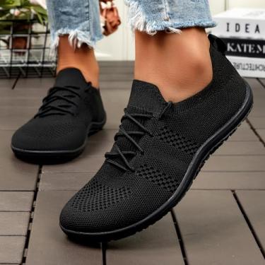 Imagem de Barefoot Shoes Tênis de corrida feminino antiderrapante bico largo Zero Drop Trail, Lcs1796 Preto, 6.5 Wide