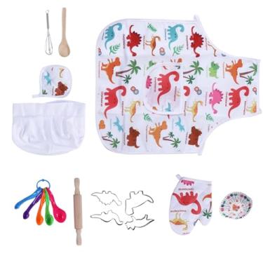 Imagem de Generic Crianças Dinossauro Cozimento Chef Conjunto Bonito Cozinha Role Play Brinquedos para Meninas Pré-escolares Pano Avental Forno Luva Chapéu Colher Biscoito Molde Bolo Copo para Jogo de Cozimento