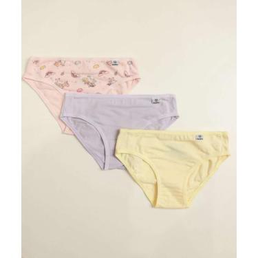 Imagem de Kit 3 Calcinhas Infantil Unicórnio DelRio Tam 4 a 14-17468, Rosa e lil